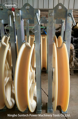 660X100mm عجلات النيلون المجمعة على رأس الموصل العلوي كتلة الحبل لخط النقل