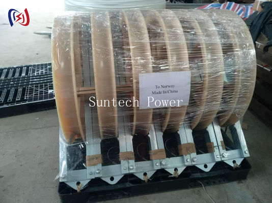 بكرة سحب الموصل بأبعاد خارجية 760x120x480 مم، وحمل مقنن 50-150 كيلو نيوتن، ونصف قطر انحناء R570 لعملية السحب ذات الشد العالي