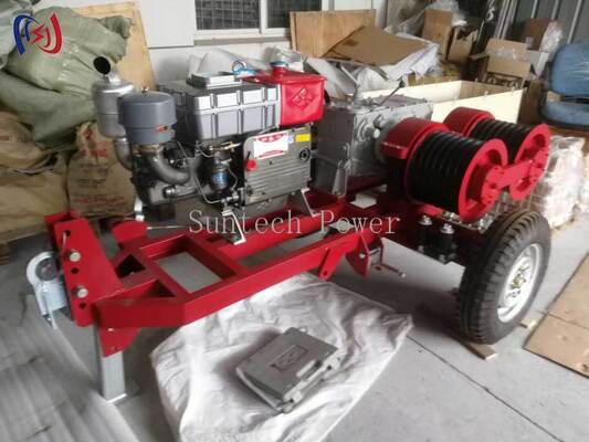 رافعة مزدوجة الأسطوانة احترافية بقدرة 6.3-9 كيلوواط وسرعة 2000-3600 دورة في الدقيقة للسحب والشد المتزامن للكابلات في أعمال خطوط الطاقة