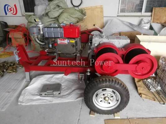 رافعة مزدوجة الأسطوانة احترافية بقدرة 6.3-9 كيلوواط وسرعة 2000-3600 دورة في الدقيقة للسحب والشد المتزامن للكابلات في أعمال خطوط الطاقة